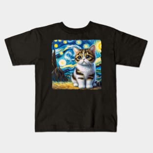 Munchkin Starry Night Inspired - Artistic Cat Kids T-Shirt
